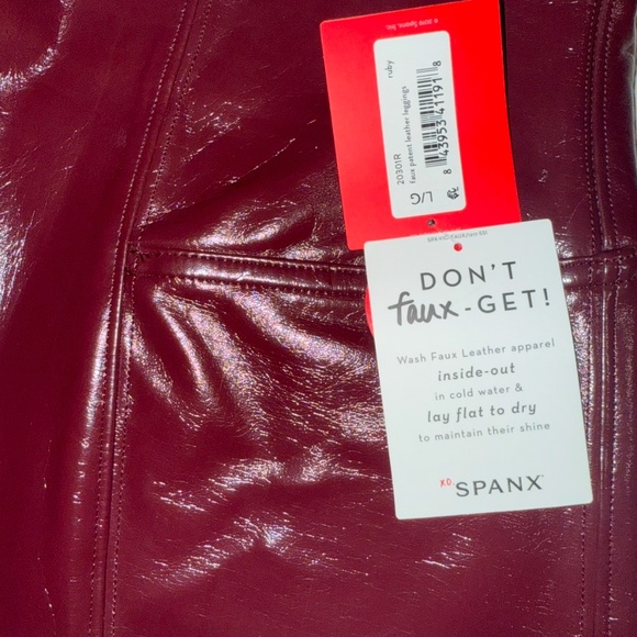 SPANXshape Women's Faux Patent Leather Leggings Burgundy Ruby High Rise L NWT - Picture 12 of 16